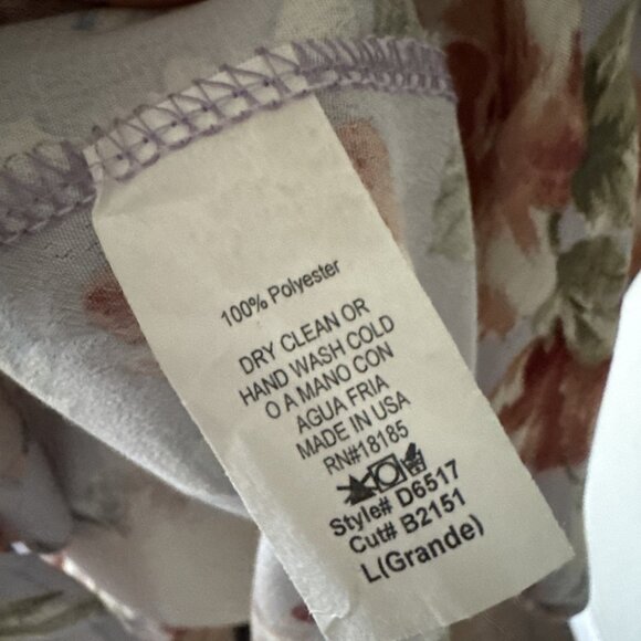 Women's Floral Dress Flowy Long Bell Sleeve Tie Front Deep Zipper V Back Size S - Picture 14 of 15